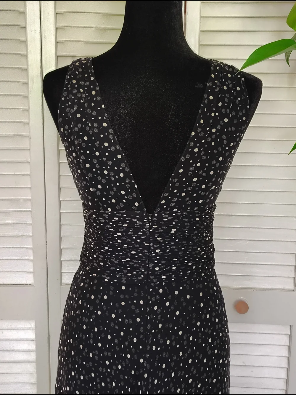 White House Black Market Black Polka Dot Silk Midi Dress Size 2 – Like New - Picture 7 of 16